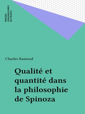 cover image of Qualité et quantité dans la philosophie de Spinoza